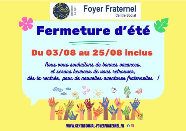 Visuel joyeux informant sur les dates de fermeture d'été