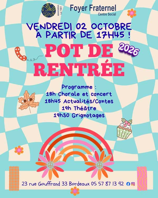 Invitation au Pot de Rentrée du 2 octobre 2026 à pârtir de 17h45